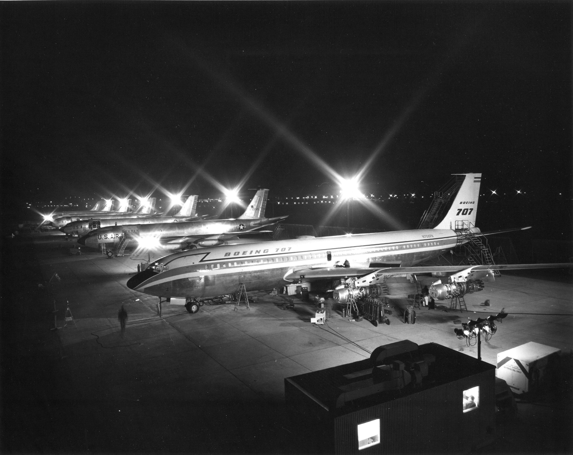 Boeing 707-121 708PA under maintenance at Renton, Washington. (Boeing)