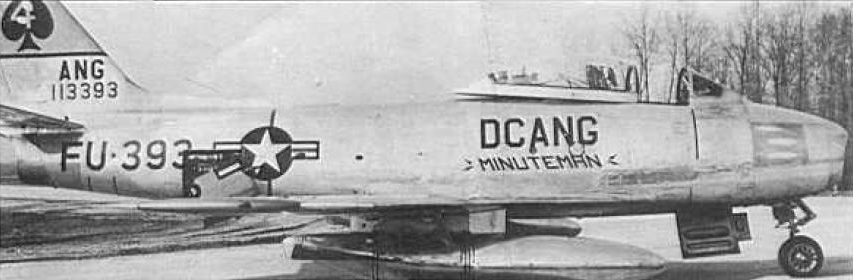 Morth American Aviation F-86F-25-NH Sabre, Minuteman, right profile. (Million Monkey Theater)