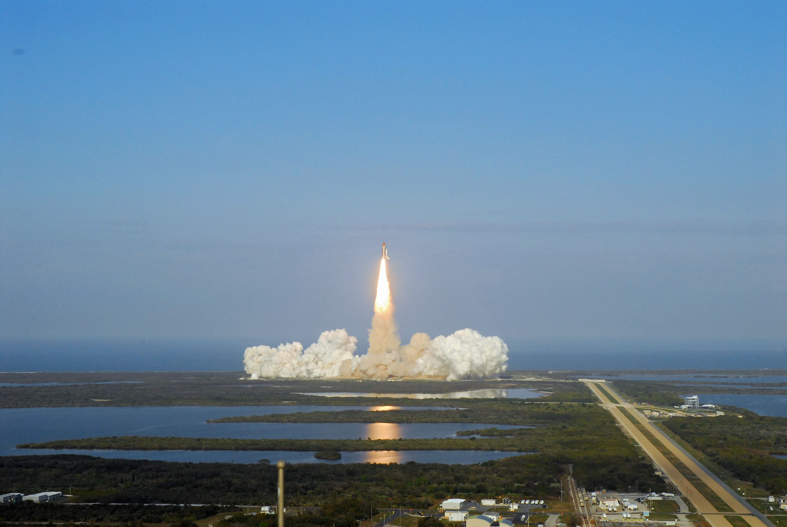 Space Shuttle Discovery is launched from Launch Complex 39A, Kennedy Space Center, at 4:53:24 p.m., Eastern Standard Time, 24 February 2011. (NASA)