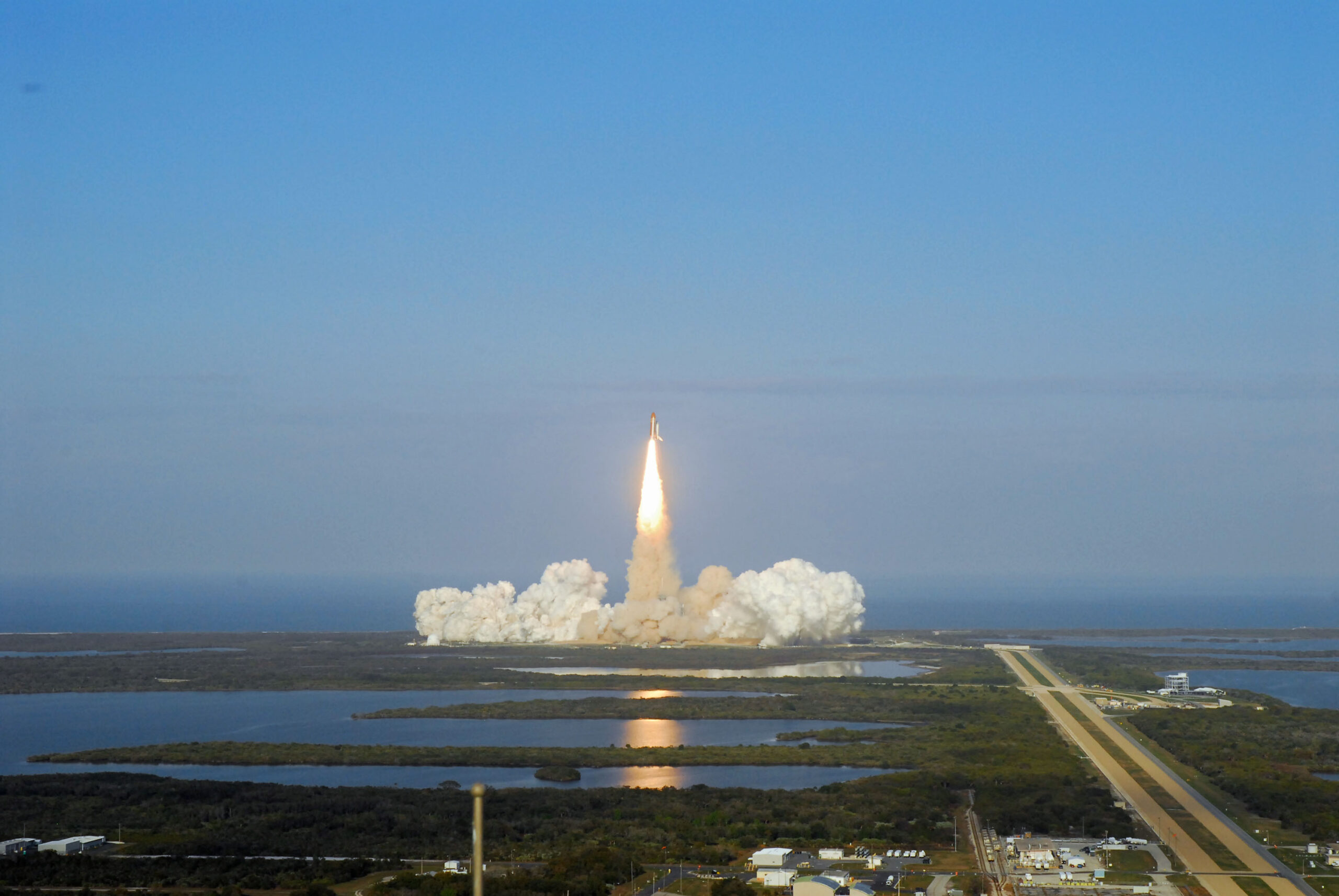 Space Shuttle Discovery is launched from Launch Complex 39A, Kennedy Space Center, at 4:53:24 p.m., Eastern Standard Time, 24 February 2011. (NASA)