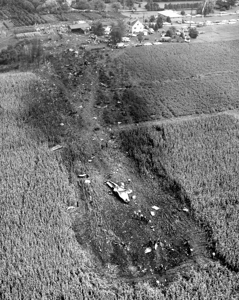 The crash site of Trans World Airlines' Flight 529, Lockheed L-049 Constellation s/n 2035, NC86511, Star of Dublin.