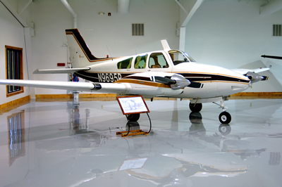 TC-1, the prototype Beechcraft Baron, N9695R, is on display at the Bonanza Baron Museum, Tullahoma, Tennessee. (The Staggerwing Museum Foundation)