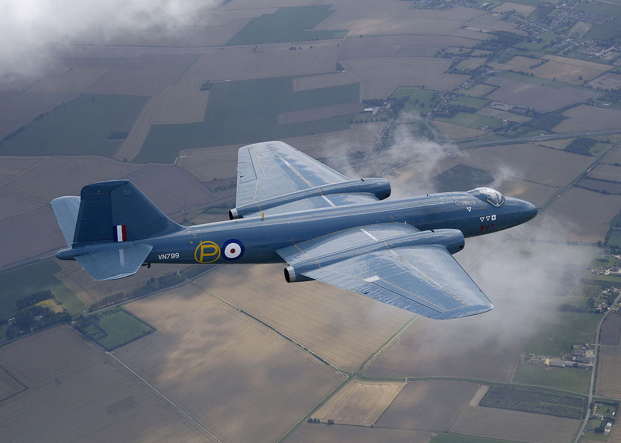 This Canberra T.4 WJ874 is painted as the first prototype B.1, VH799.(Ministry of Defense)
