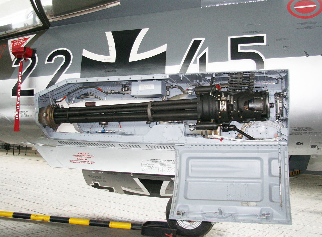 General Electric M61A1 20 mm rotary cannon in the weapons bay of a Lockheed F-104G Starfighter. (Michael Wolf/Wikipedia)