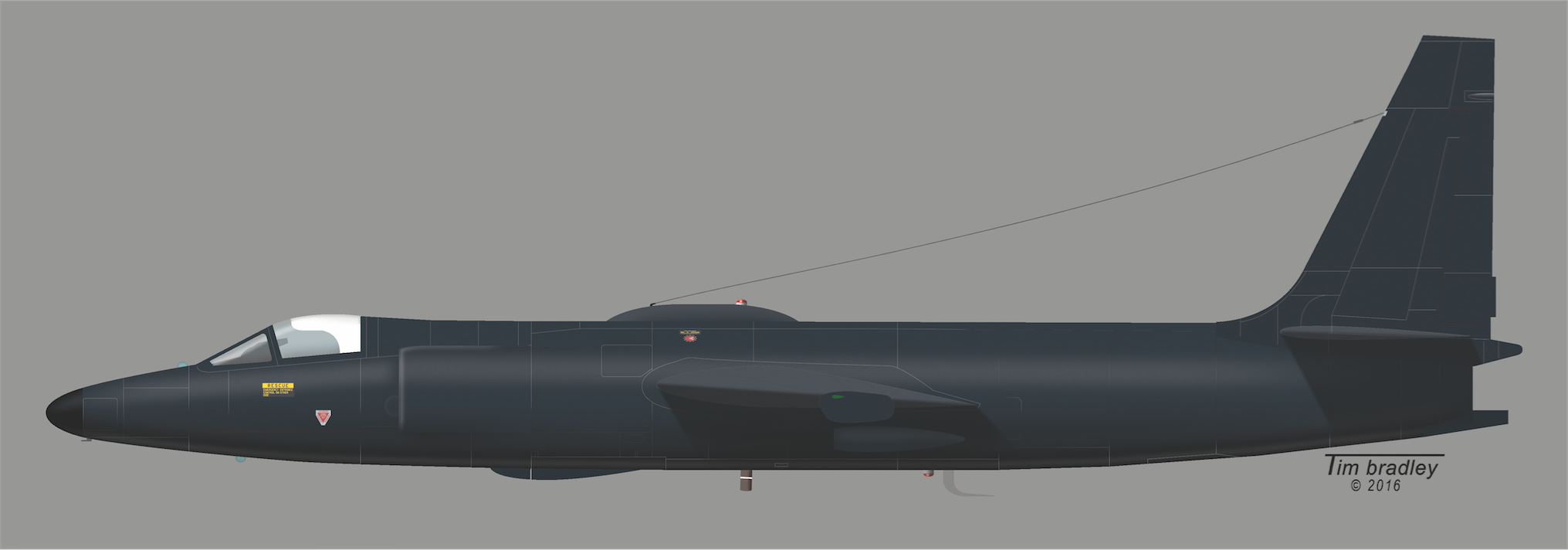 Article 360, the Central Intelligence Agency's Lockheed U-2C,56-6693, as it appeared when flown by Francis gary Powers, 1 May 1960. (Left profile illustration courtesy of Tim Bradley.( © 2016 Tim Bradley)