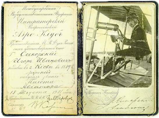 Igor I. Sikorsky's FAI pilot's license. (Sikorsky Historical Archives)