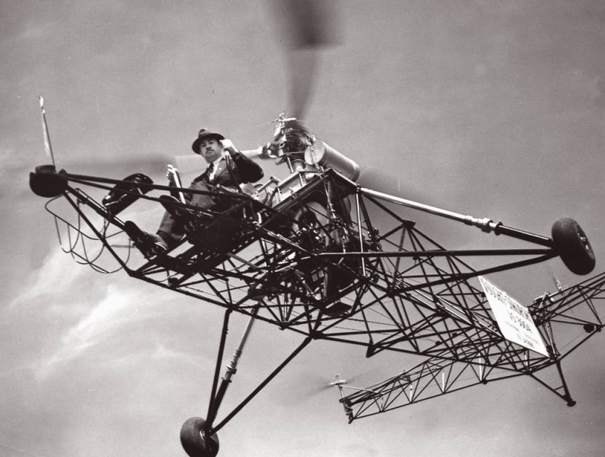 Igor Sikorsky hovers the Vought-Sikorsky VS-300. (Sikorsky, a Lockheed Martin Company)