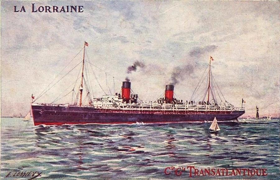 Compagnie Générale Transatlantique liner, SS La Lorraine, 11,146 gross tons.