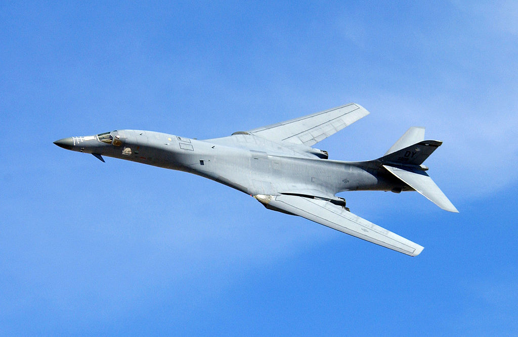 Rockwell B-1B with wings swept. (U.S. Air Force)
