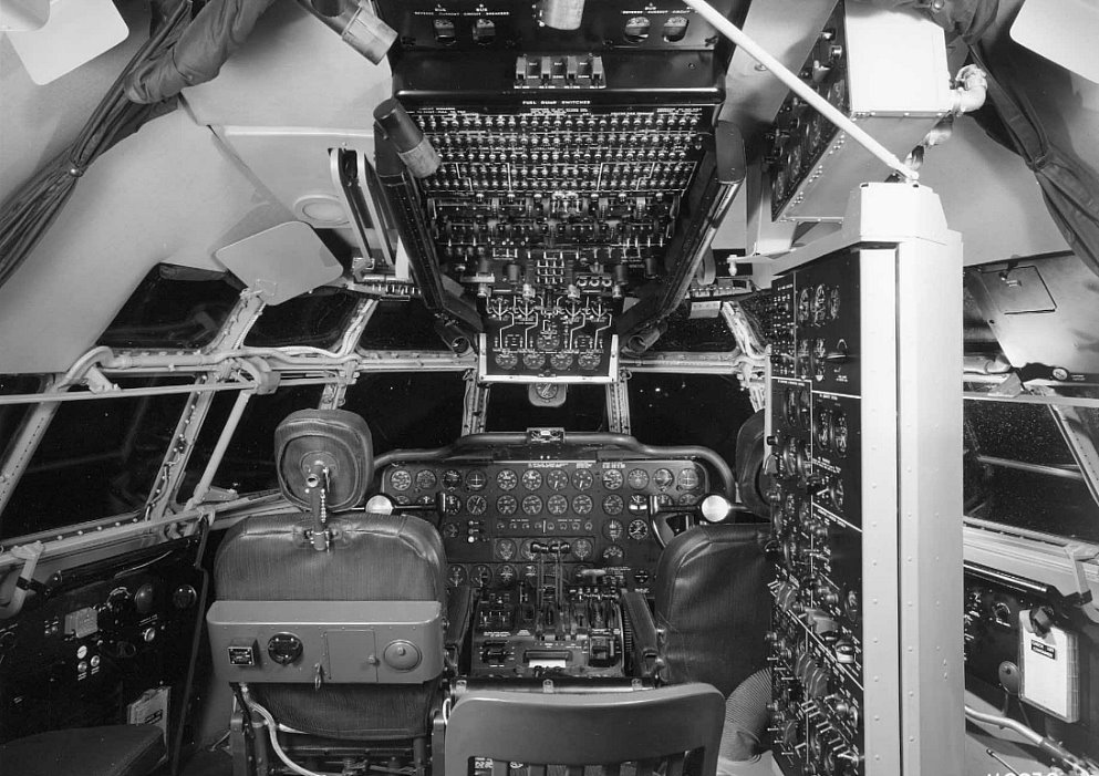 Flight deck of the Boeing Model 377 Stratocruiser. (Boeing)