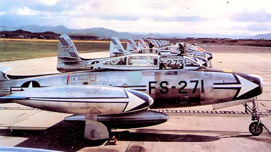 Republic F-84G Thunderjet fighter bombers of the 506th Strategic Fighter Wing, 1954. (U.S. Air Force)