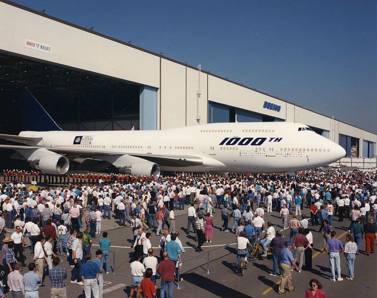 The 1,000th Boeing 747-400 is rolled out. (Wikipedia)