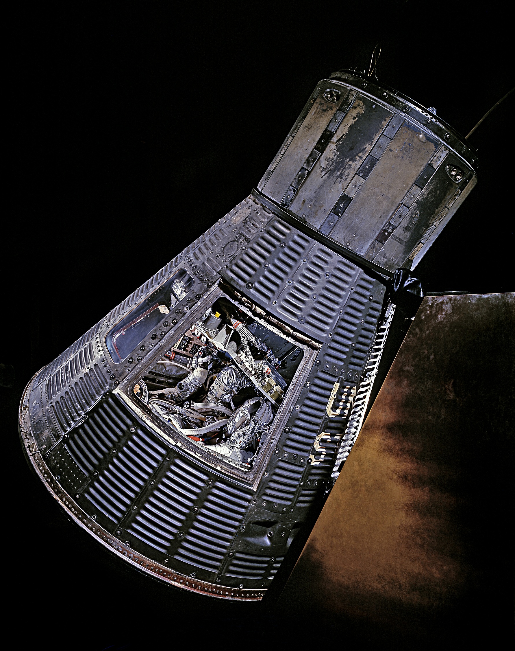 John Glenn's Mercury spacecraft, Friendship 7, on display at the Smithsonian Institution National Air and Space Museum. (Photo by Eric Long, National Air and Space Museum, Smithsonian Institution.)