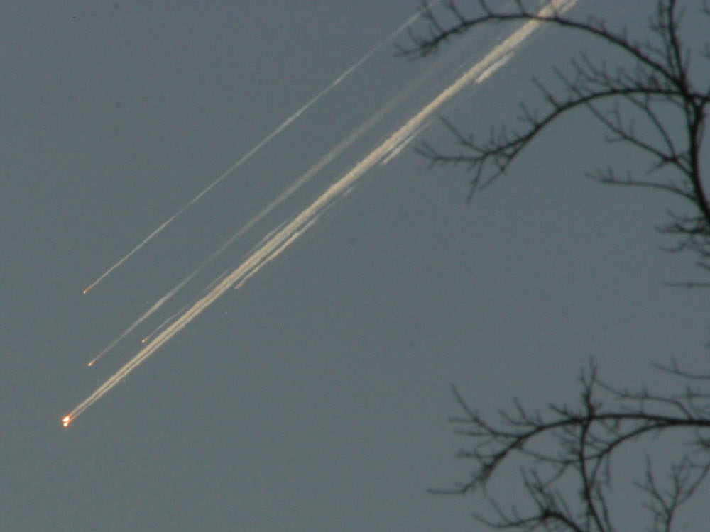 The Space Shuttle Columbia disintegrated over North America during reentry, 1 February 2003. (AP)