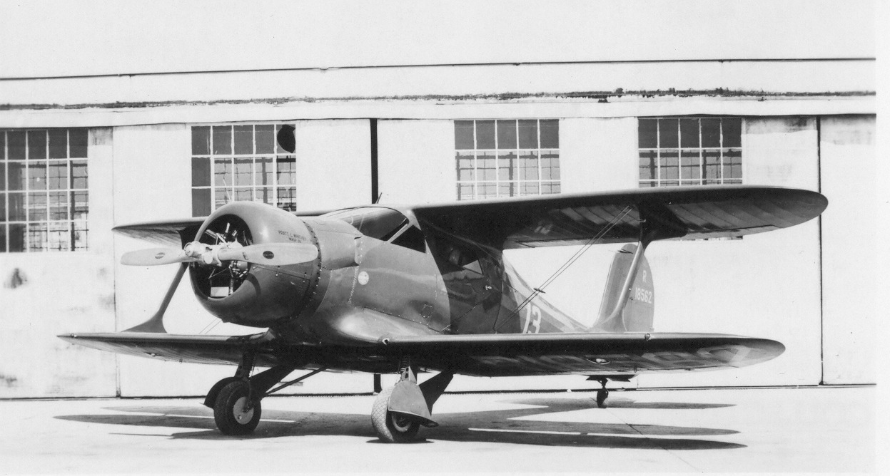 Beechcraft D17W Staggerwing NR18562, c/n 164, which Jackie Cochran used to set an altitude record, 24 March 1939. (Unattributed)