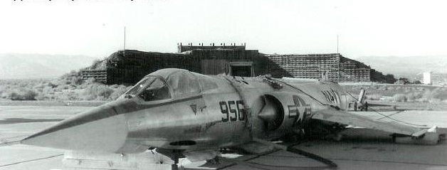 While on loan to teh U.S. Navy for testing the Sidewinder missile, Lockheed F-104A Starfighter 55-2956 crashed on takeoff at NAS China Lake. Damaged beyond economic repair, the Starfighter was written off. (U.S. Navy) 