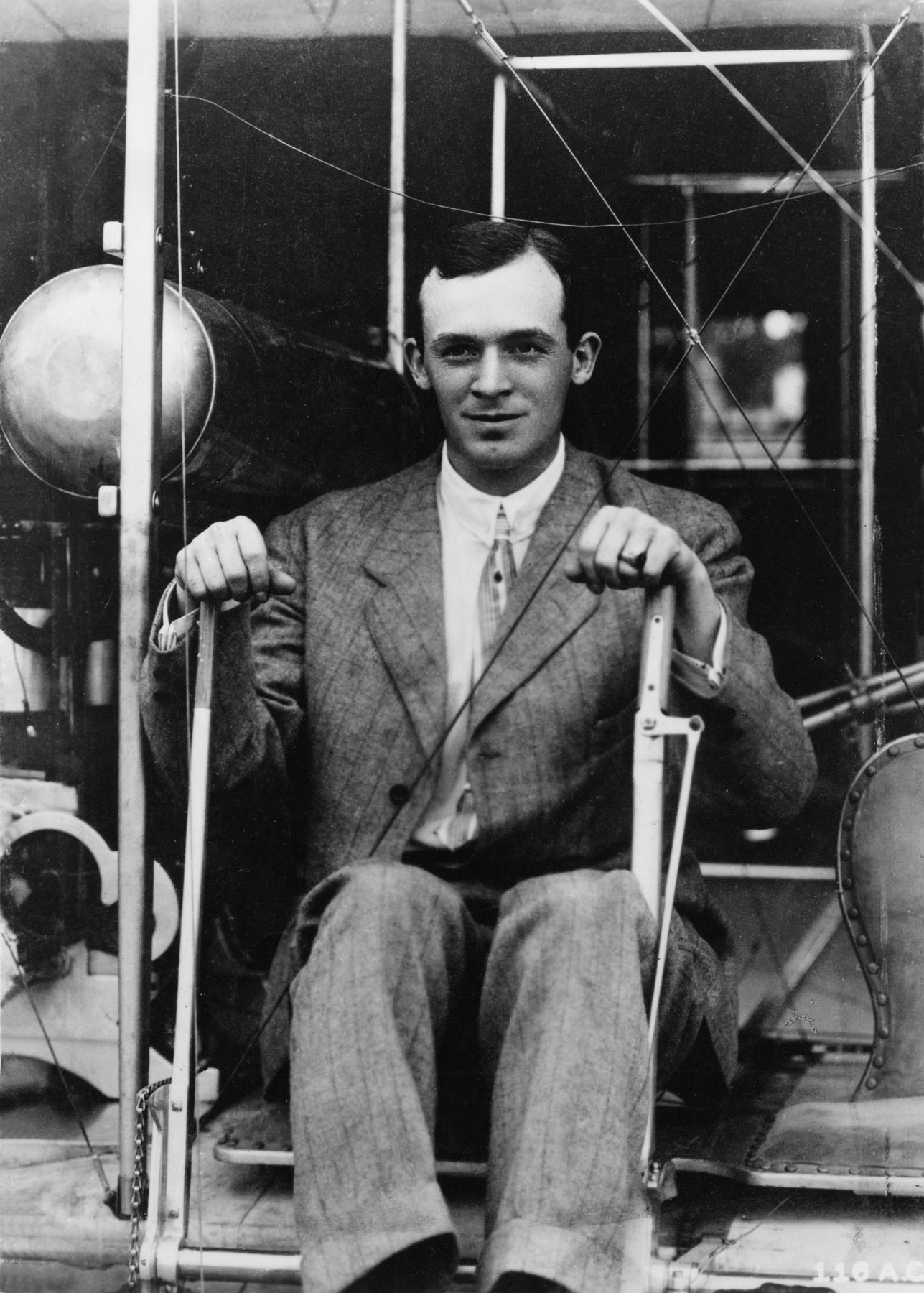 Lieutenant Henry H. Arnold with Wright Model B, Wright Flying School, Simms Station, Ohio, May 1911. (U.S. Air Force)