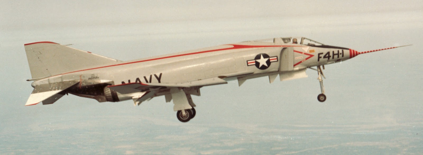The McDonnell YF4H-1 Bu. No. 142259 on its first flight 27 May 1958.