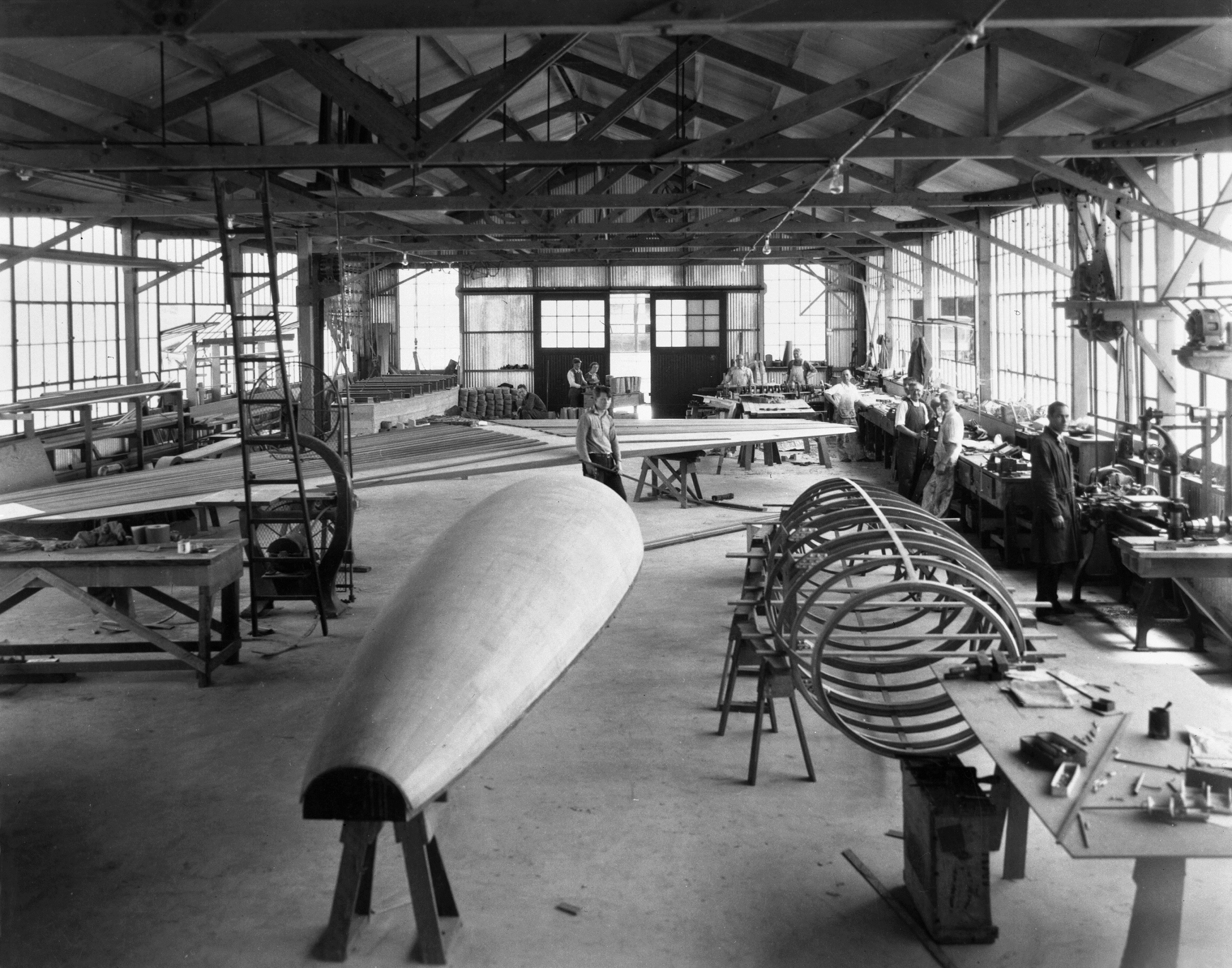 Components of the first Lockheed Vega 1 before assembly at the Lockheed Aircraft Company, Hollywood, California, 1927. (SFO Museum) 