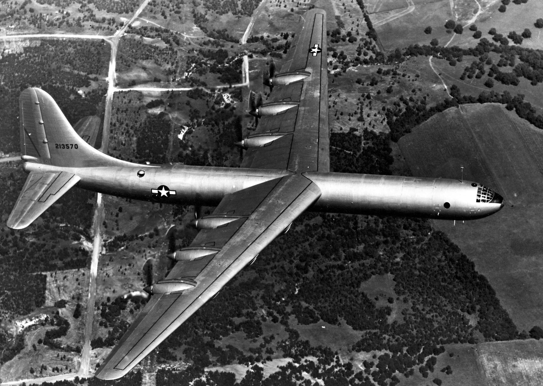 The Convair XB-36 in flight. (U.S. Air Force)