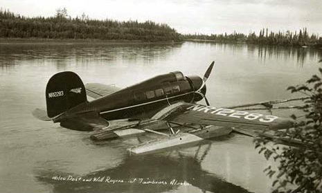 NR12283, Wiley Post's hybrid Lockheed Orion/Explorer float plane, at Fairbanks, Alaska. (PBS)