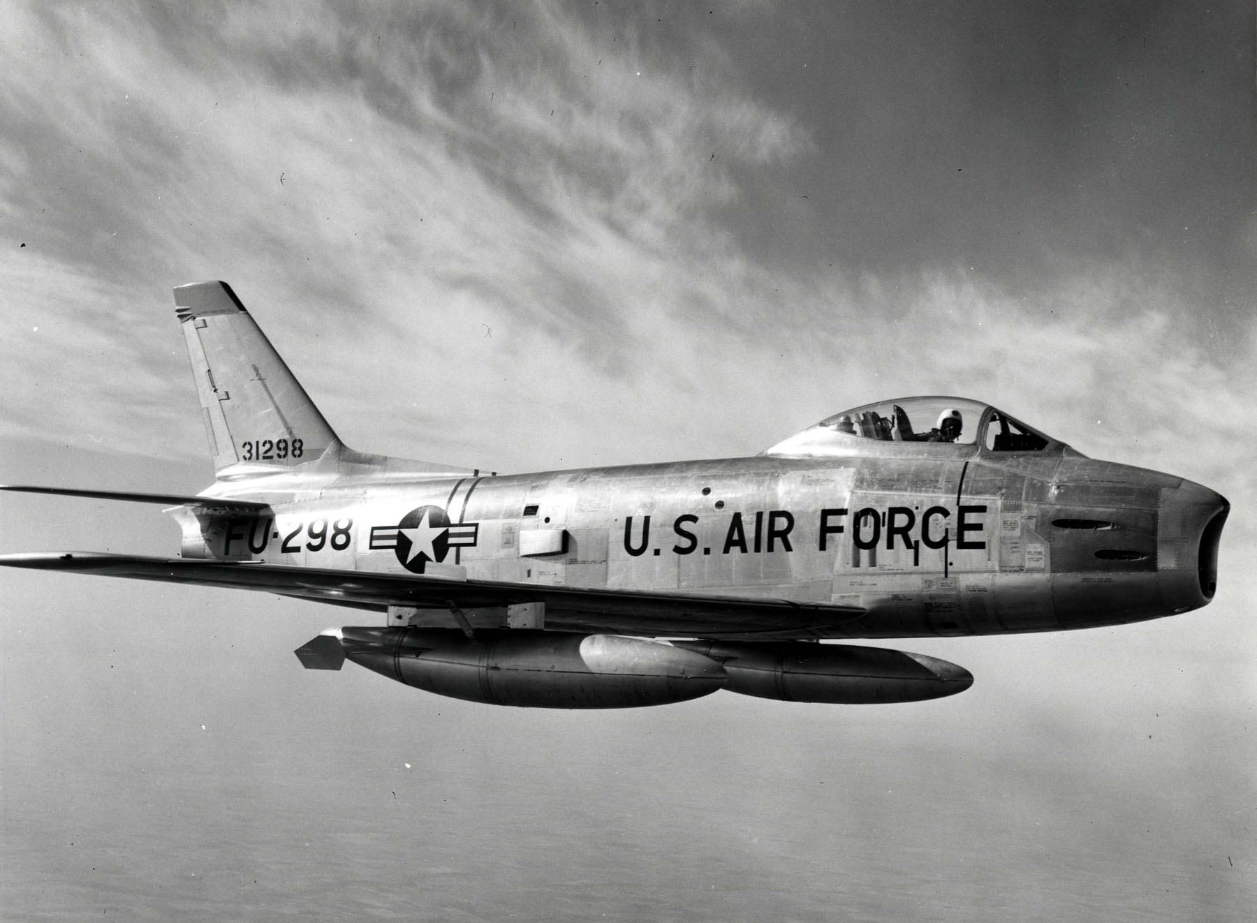 Similar to the F-86H-1-NA Sabre flown by Captain Armstrong, this is F-86H-10-NH 53-1298. (U.S. Air Force)