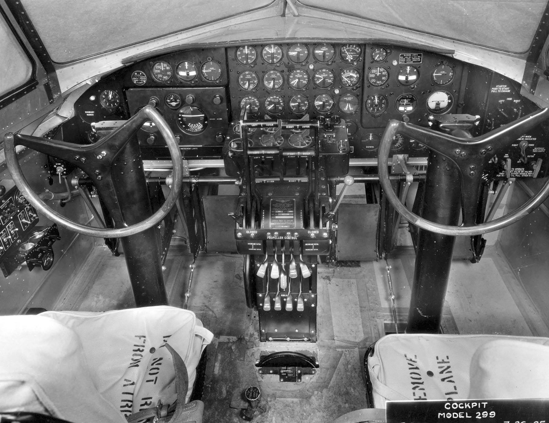 Cockpit of the Boeing Model 299. (U.S. Air Force)
