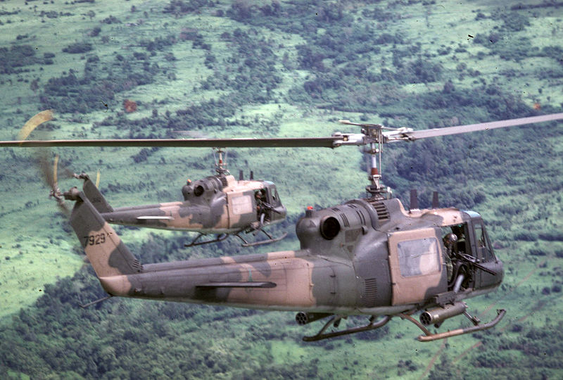 Two U.S. Air Force UH-1P Hueys of the 20th Special Operations Squadron, the "Green Hornets." (U.S. Air Force)
