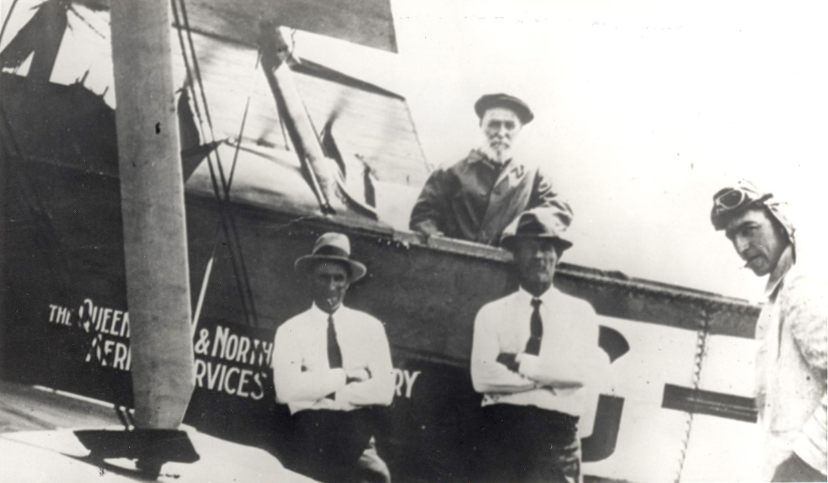 Qantas' first passenger, Alexander Kennedy, at Longreach, Queensland, Australia, 2 November 1922. (Qantas)
