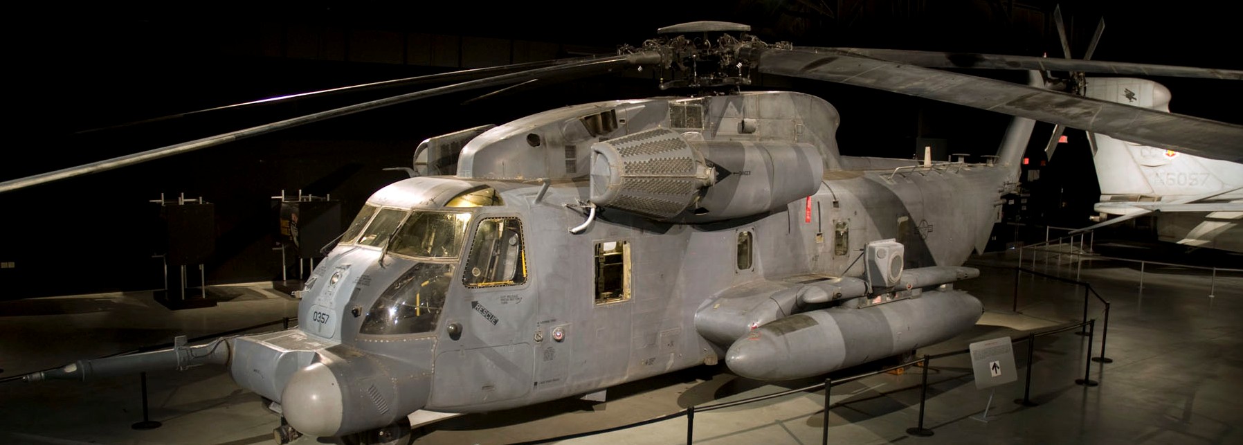 This USAF/Sikorsky MH-53M Pave Low IV, 68-10357, a special operations combat search and rescue helicopter, was APPLE 01 on the Son Tay Raid, 21 November 1970. Flown by LCOL Warner A. Britton and MAJ Alfred C. Montream, it carried the command element for the raid. Built at Stratford, Connecticut as a HH-53C Super Jolly Green Giant, it was continuously upgraded over its service life, to MH-53E, MH-53J and finally MH-53M. It flew its last mission 28 March 2008 in Iraq. After 38 years of continuous front line service, Three Five Seven was retired to the National Museum of the United States Air Force. (U.S. Air Force)