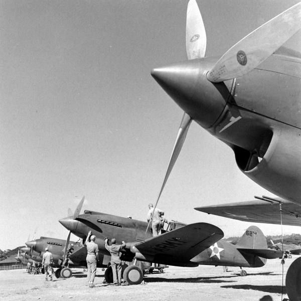 Curtiss P-40B Warhawks at Clark Field, Philippine Islands, early December 1941.