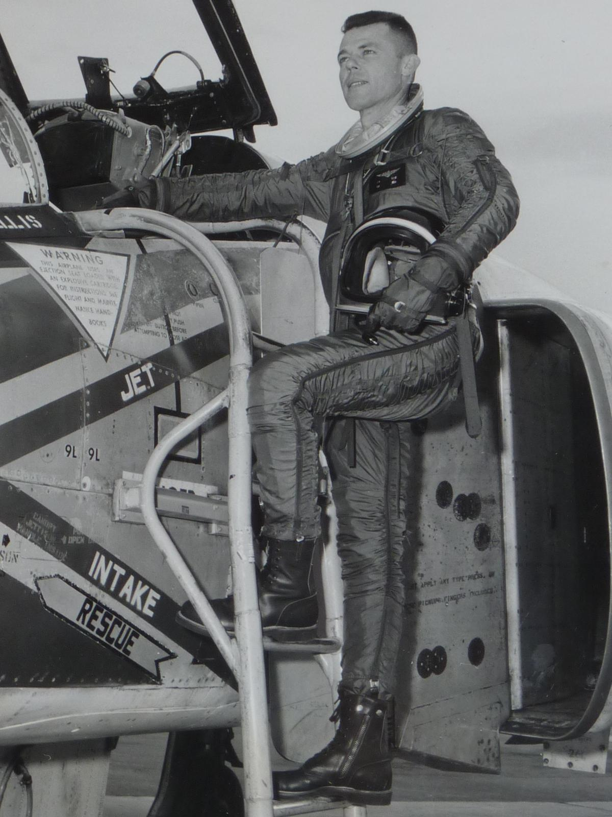 Commander George W. Ellis, United States Navy, with his World Record-holding McDonnell YF4H-1 Phantom II, Bu. No. 142260. (U.S. Navy)