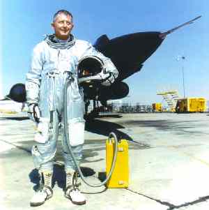 Colonel Joseph W. Rogers with a Lockheed SR-71A. (U.S. Air Force)