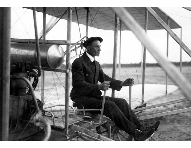 Wilbur Wright at Camp d'Avours, 1 January 1909. (Special Collections and Archives, Wright State University Libraries)
