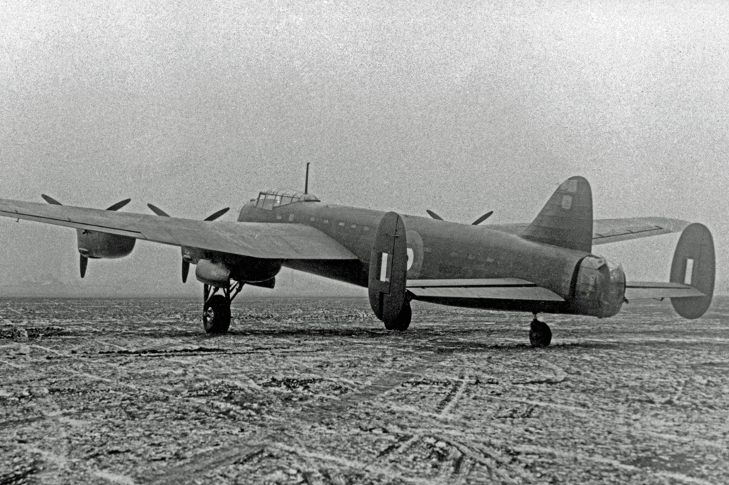 Avro 683 Lancaster prototype BT308, shortly after the first flight at Manchester, 9 January 1941. (A.V.Roe via R.A.Scholefield) Photograph used with permission.