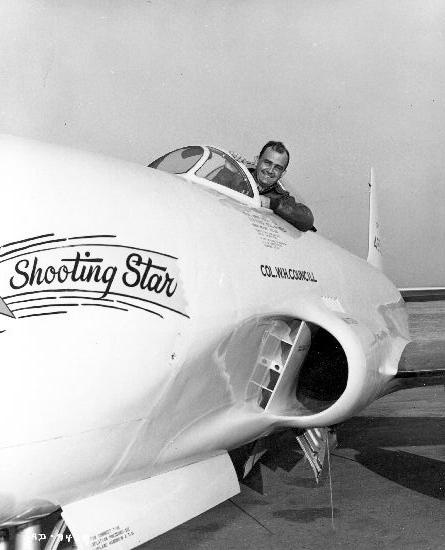 Colonel William H. Council, U.S. Army Air Corps, in teh cockpit of his record-setting Lockheed P-80A-1-LO Shooting Star. (San Diego Air and Space Museum) 