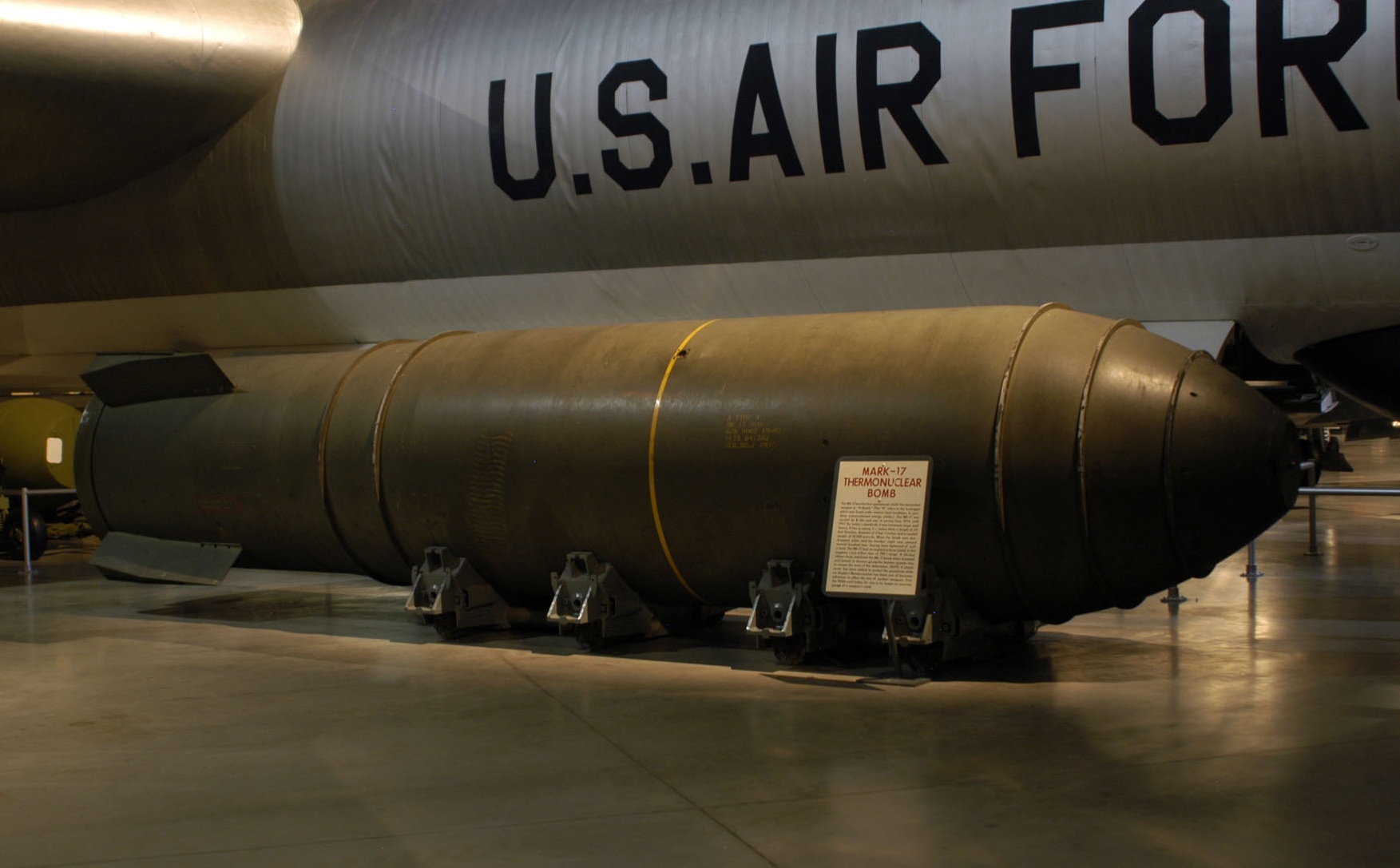 Bomb, Mark 17, displayed with Convair B-36J Peacemaker at the National Museum of the United States Air Force. (U.S. Air Force)