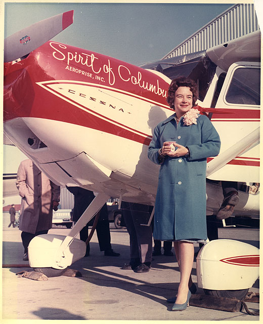 Geraldine Freditz Mock with her Cesnna 180, N1538C.