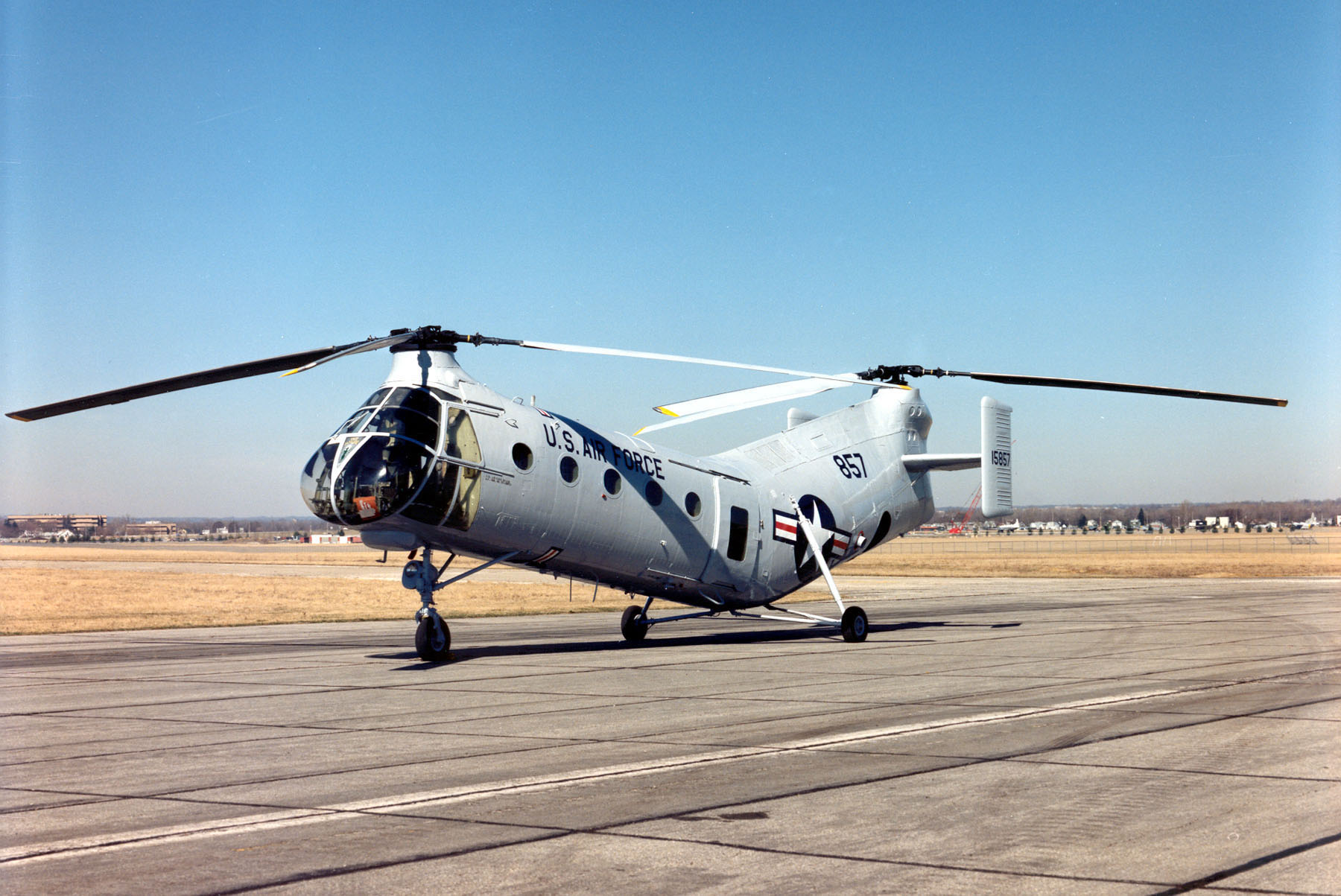 Piasecki CH-21B Workhorse, 51-15857, at the National Museum of the United States Air Force. (U.S. Air Force)