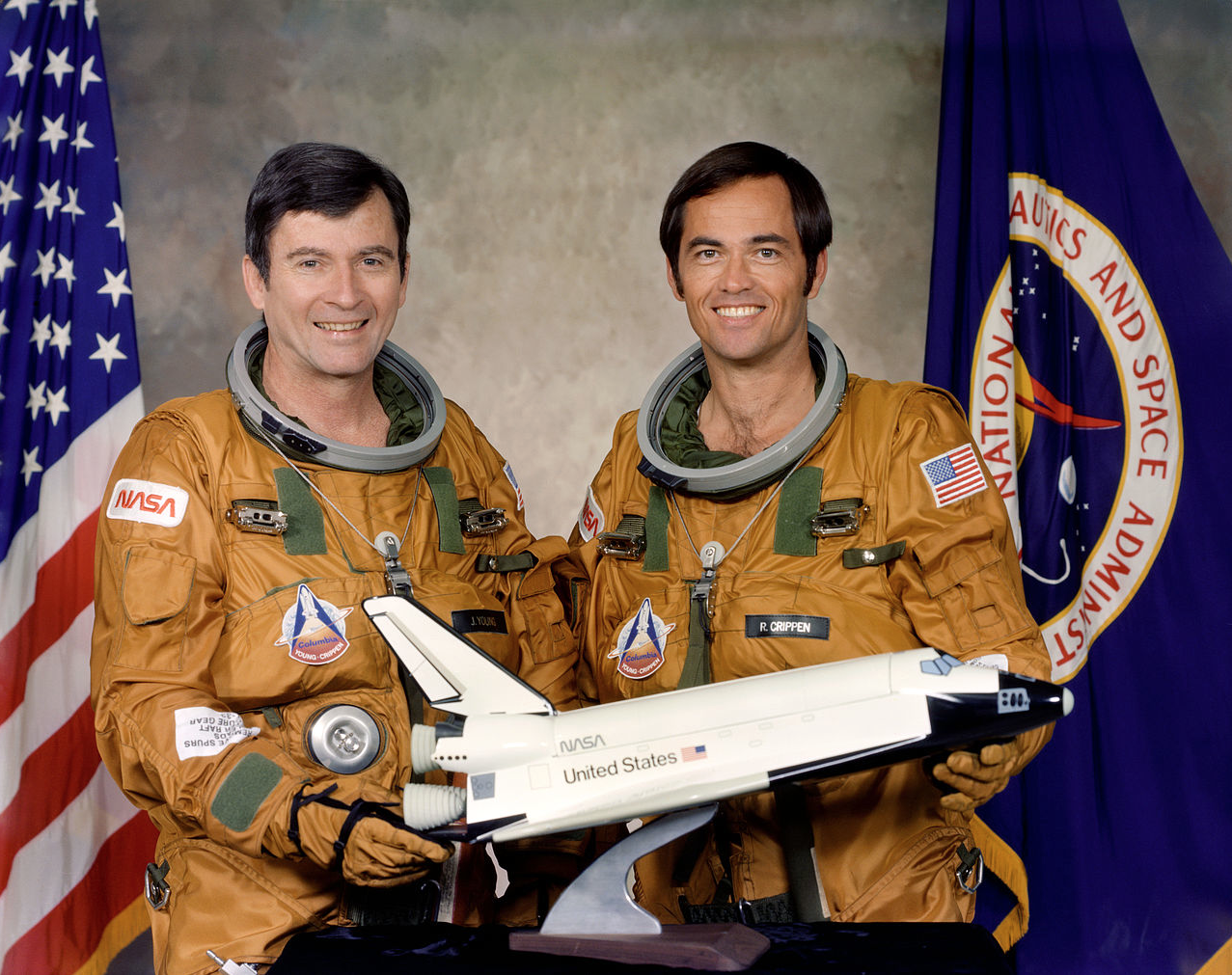 The flight crew of Columbia (STS-1), John Watts Young and Robert L. Crippen. (NASA)