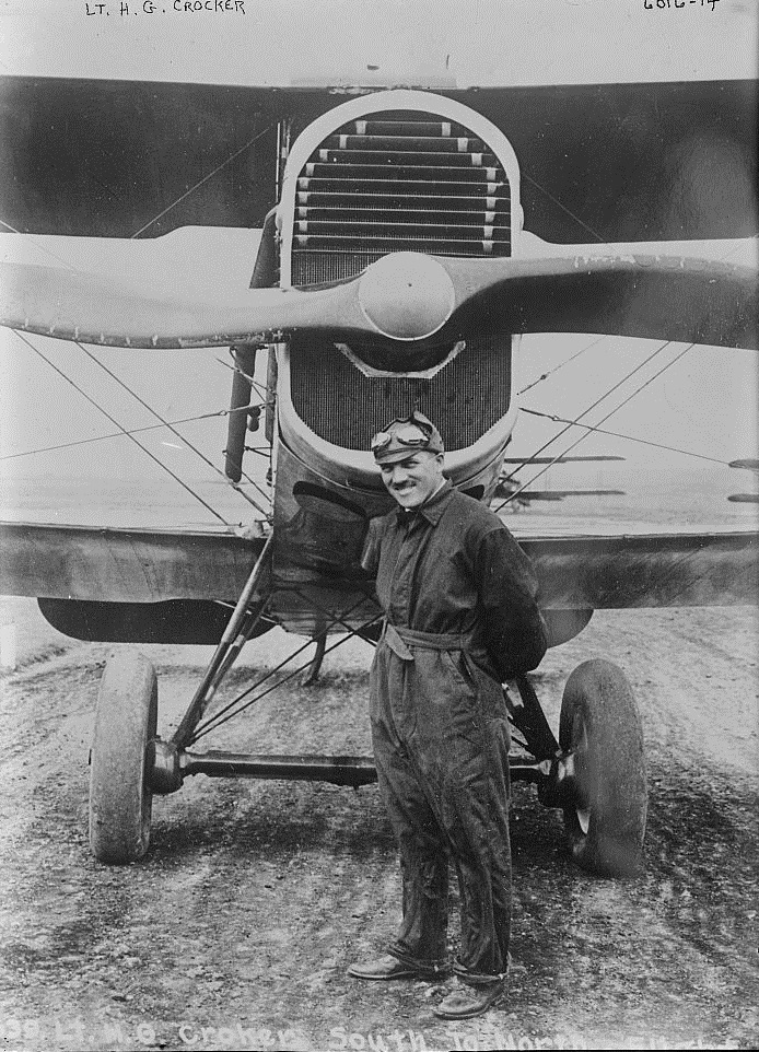 Lieutenant H.G. Crocker, Air Service, United States Army, with the DH-4B. (Bain News Service)