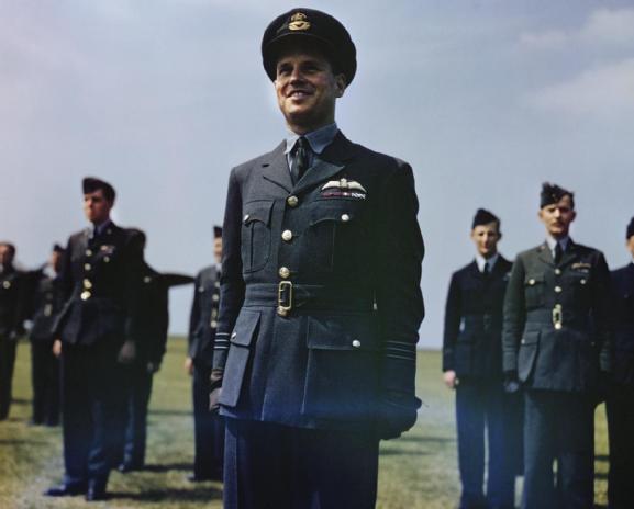 Wing Commander Guy Penrose Gibson, VC, DSO and Bar, DFC and Bar, Royal Air Force, at RAF Scampton, 27 May 1943. (Imperial War Museum TR 1002)