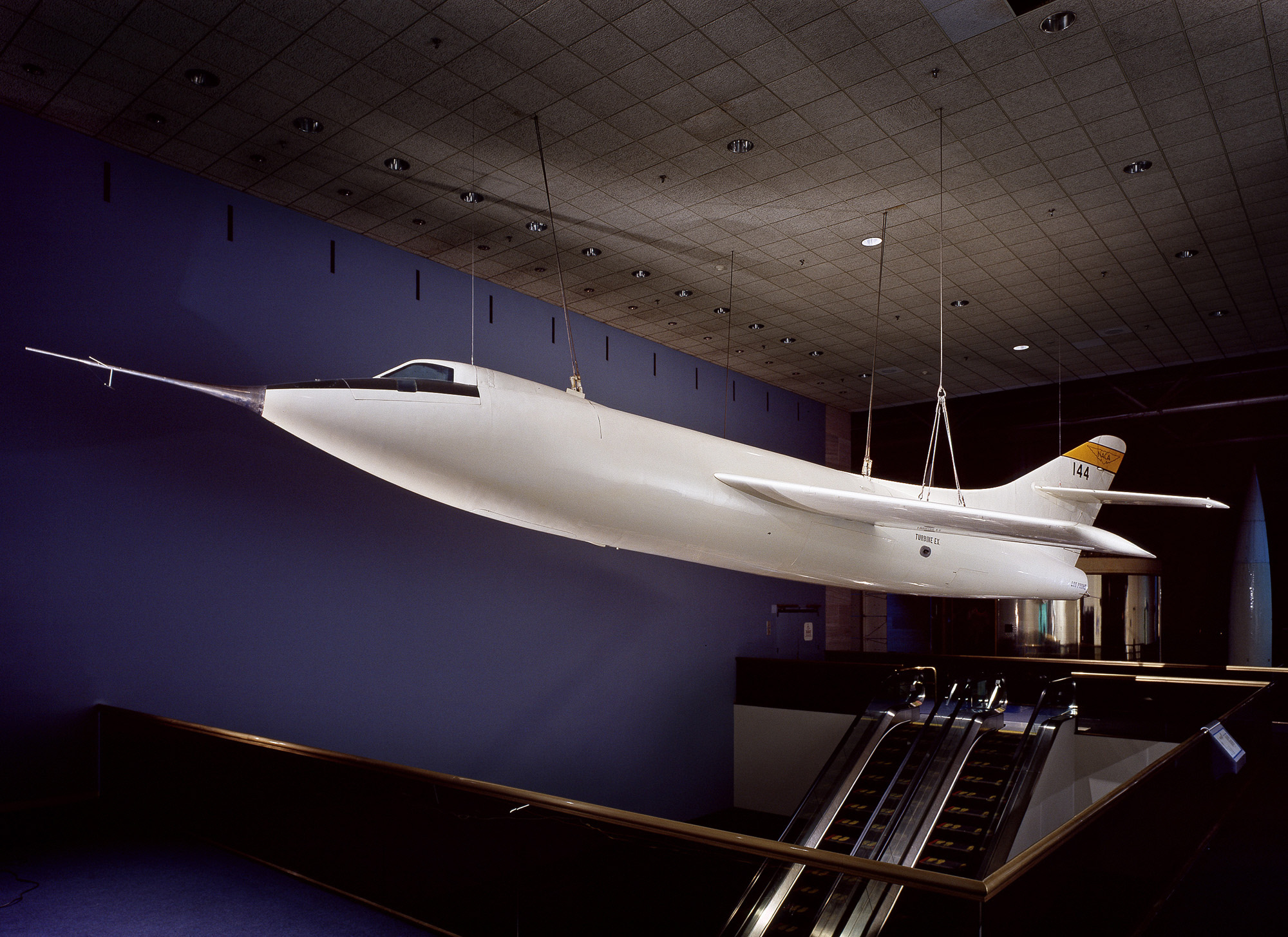 NACA 144, a Douglas D-558-II Skyrocket, on display at the National Mall Building, Smithsonian Institution. (NASM)