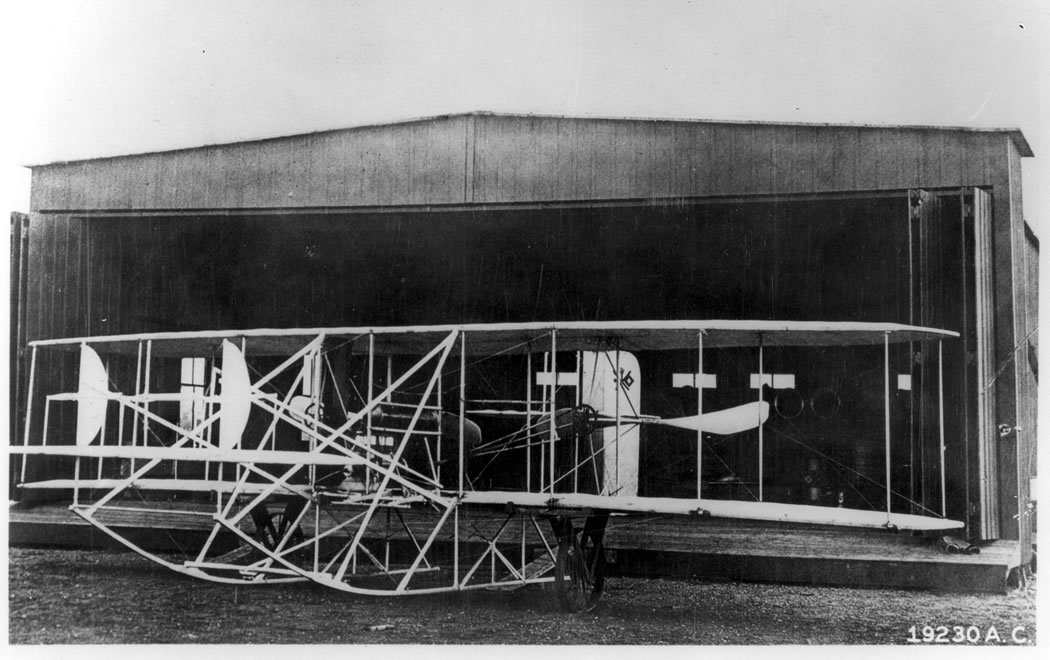 Signal Corps Airplane no. 1, the Wright 1909 Military Flyer, at Fort Myer, Virginia, 1910. (U.S. Air Force)