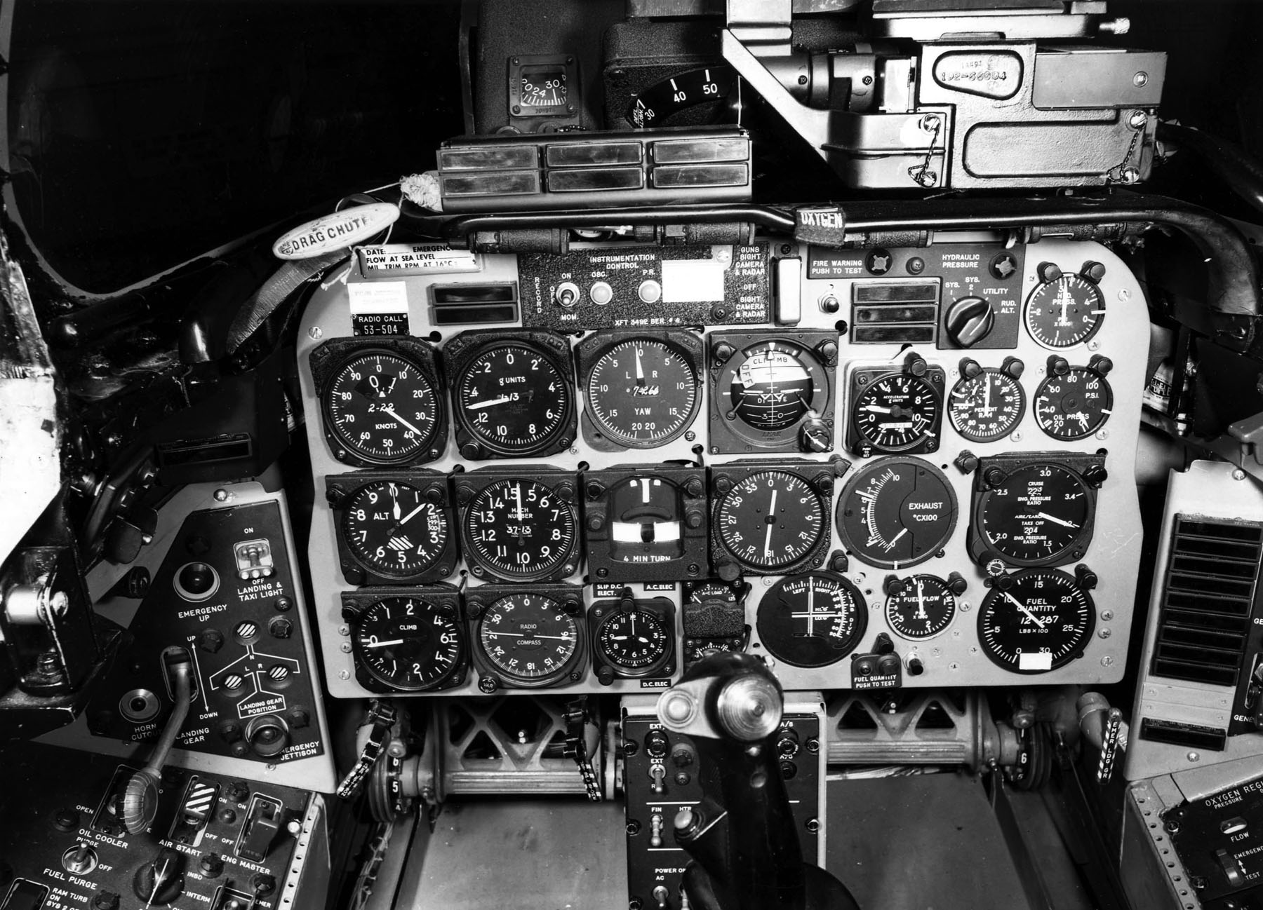 Instrument panel of a North American Aviation F-100 Super Sabre. (U.S. Air Force)
