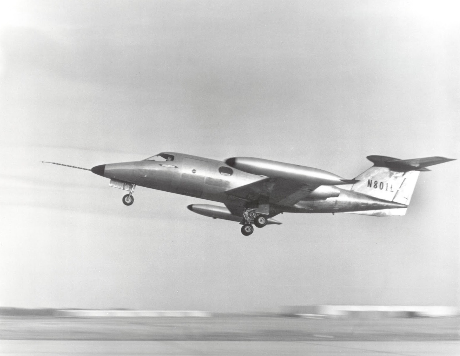 Prototype Learjet 23 N801L, first flight, 7 October 1963. (Lear)