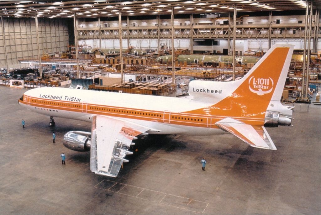 The prototype Lockheed L-1011 Tristar parked inside the production hangar at Plant 10, Palmdale, California. (Lockheed)
