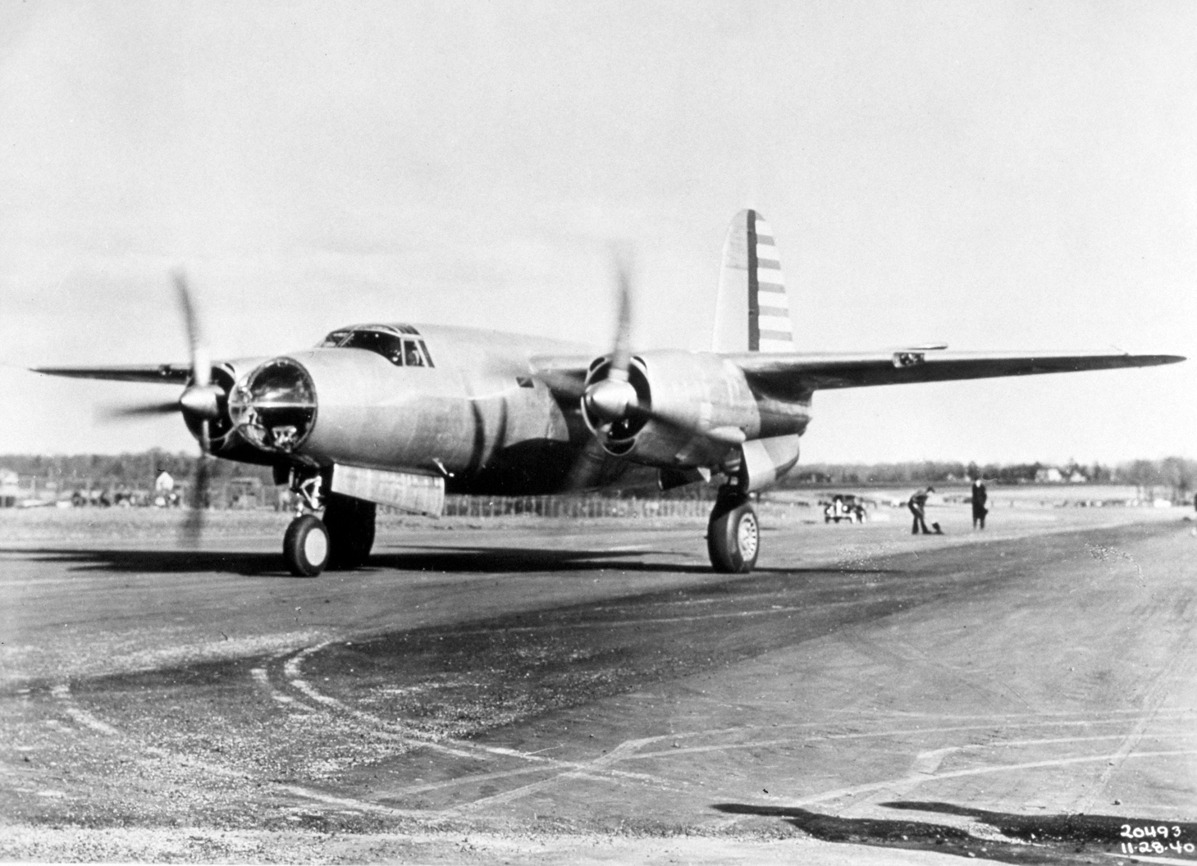 Martin B-26 40-1361 with engines turning, 28 November 1940. (U.S. Air Force)