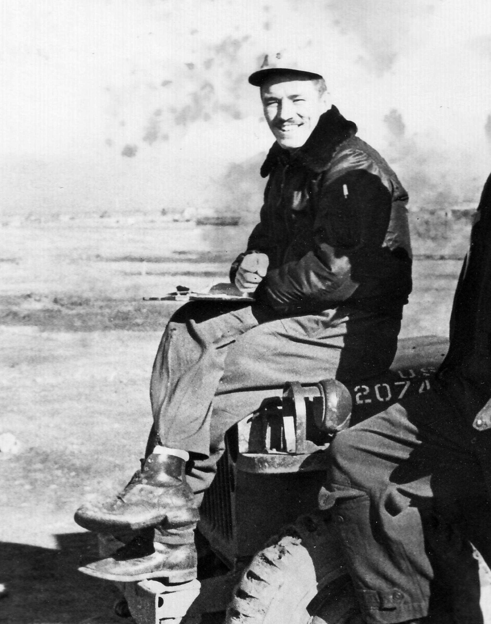 Major Charles J. Loring, Jr., United States Air Force, Operations Officer, 80th Fighter Bomber Squadron ("Headhunters"), at K-13, Suwon, South Korea, Fall 1950. (U.S. Air Force)