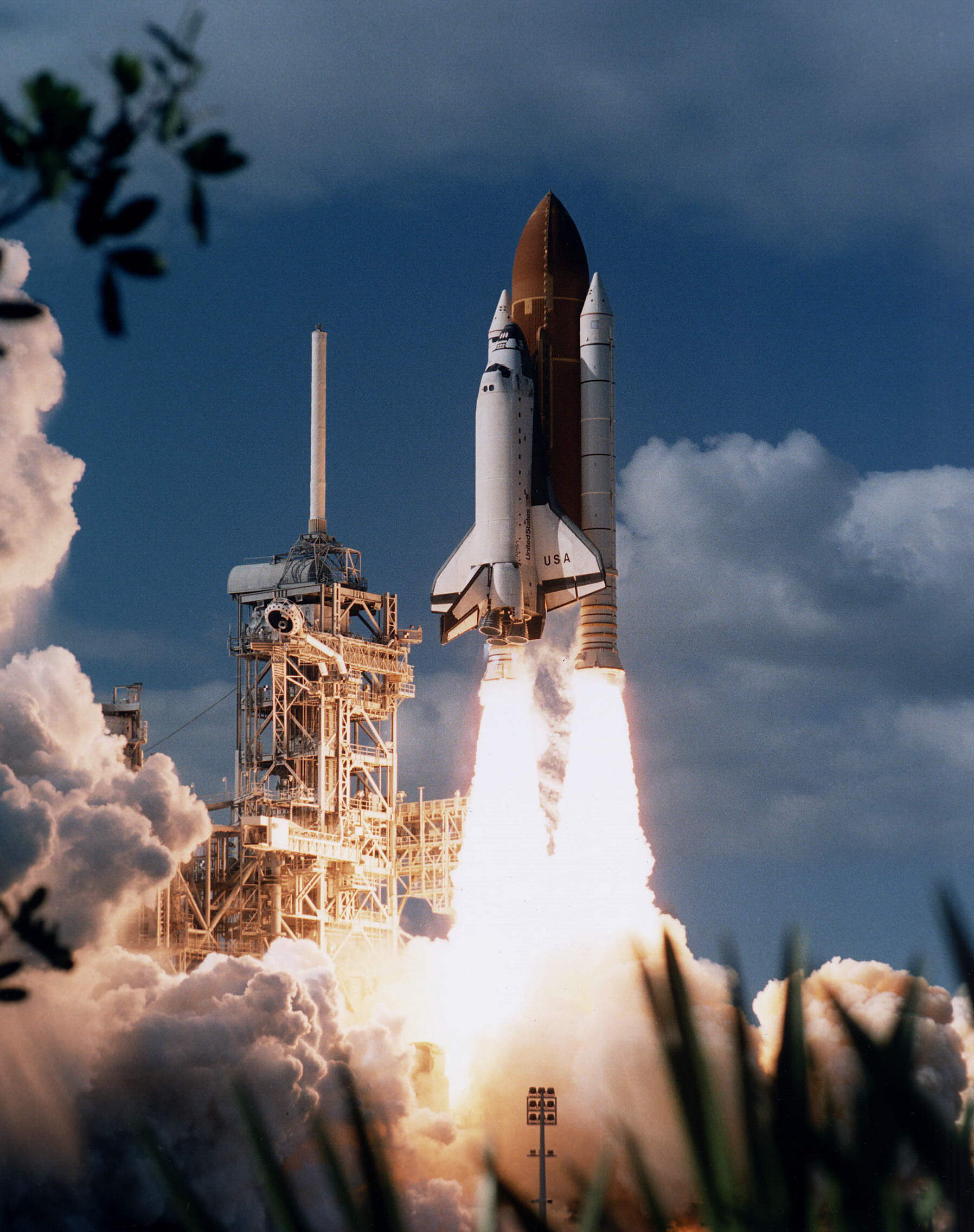 Space Shuttle Columbia climbs into orbit from Launch Pad 39B on Nov 19 1996 Water  Bottle by LindenDesigns